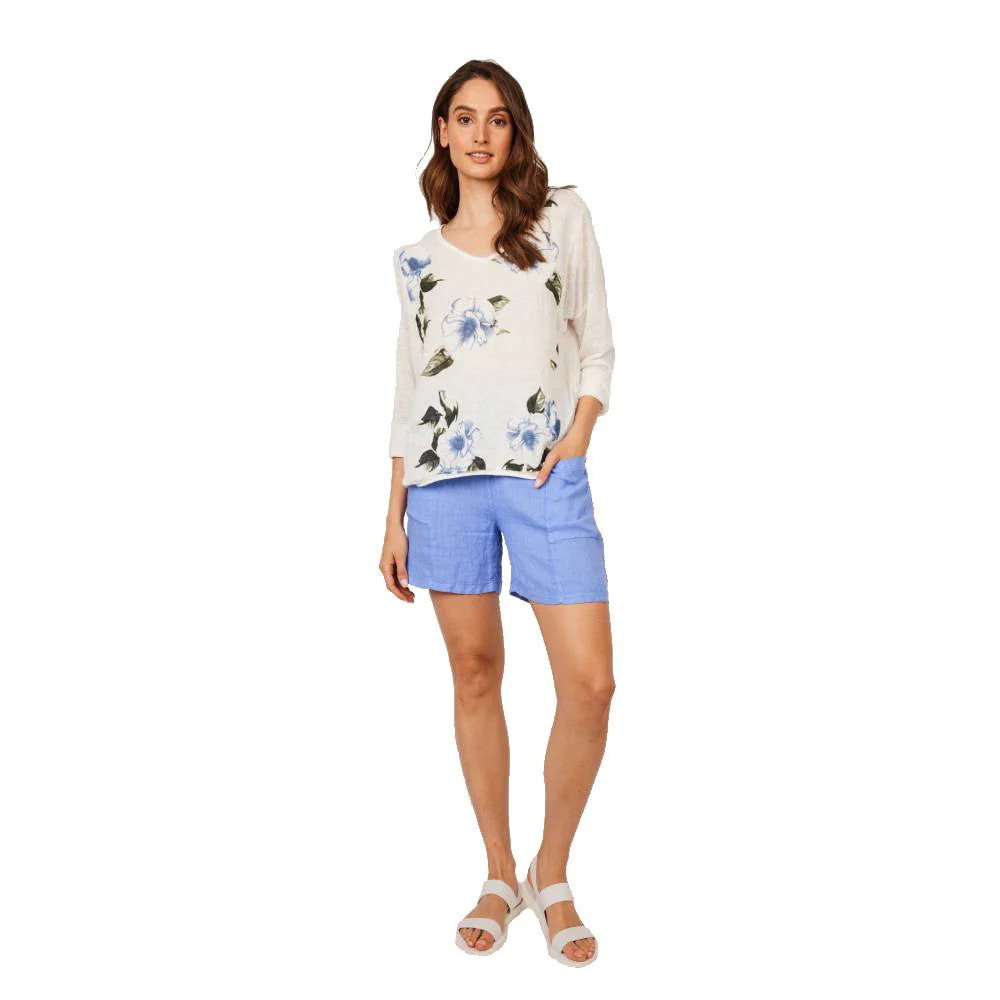 Pistache Womens Patched Pocket Linen Shorts 2023